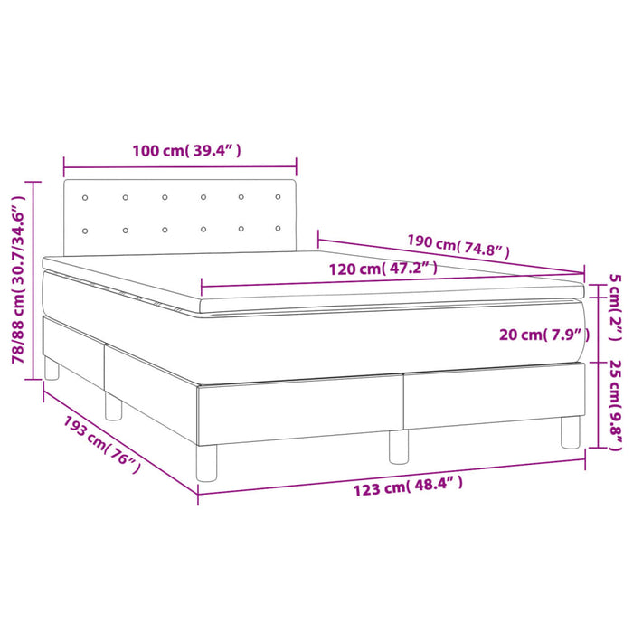 Pat box spring cu saltea, negru, 120x190 cm, piele ecologică - WALTI WALTI
