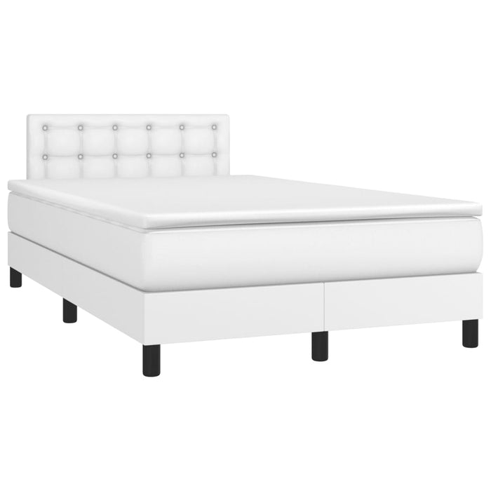 Pat box spring cu saltea, alb, 120x190 cm, piele ecologică - WALTI WALTI