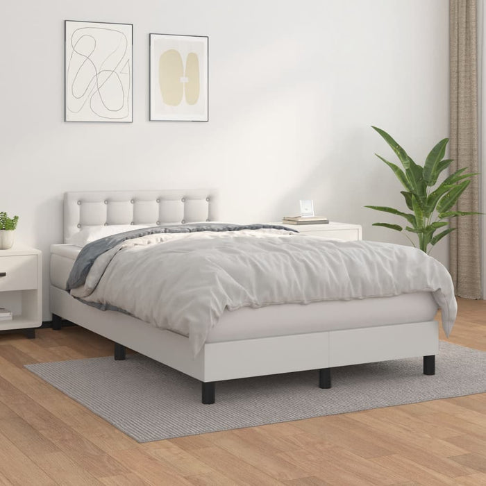 Pat box spring cu saltea, alb, 120x190 cm, piele ecologică - WALTI WALTI