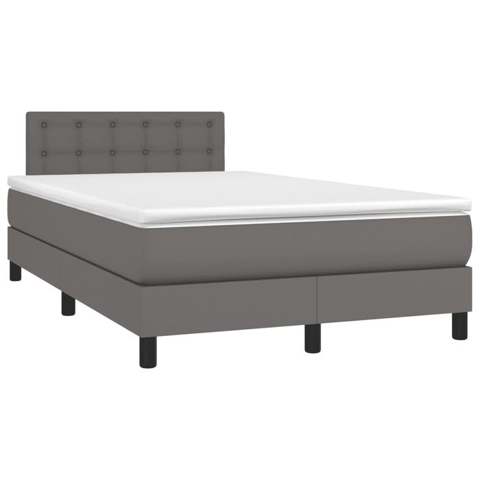 Pat box spring cu saltea, gri, 120x190 cm, piele ecologică - WALTI WALTI