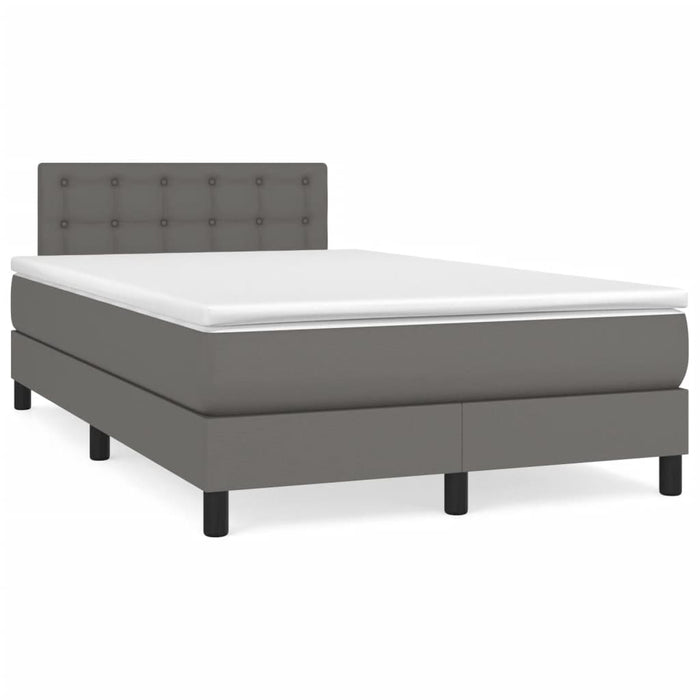 Pat box spring cu saltea, gri, 120x190 cm, piele ecologică - WALTI WALTI