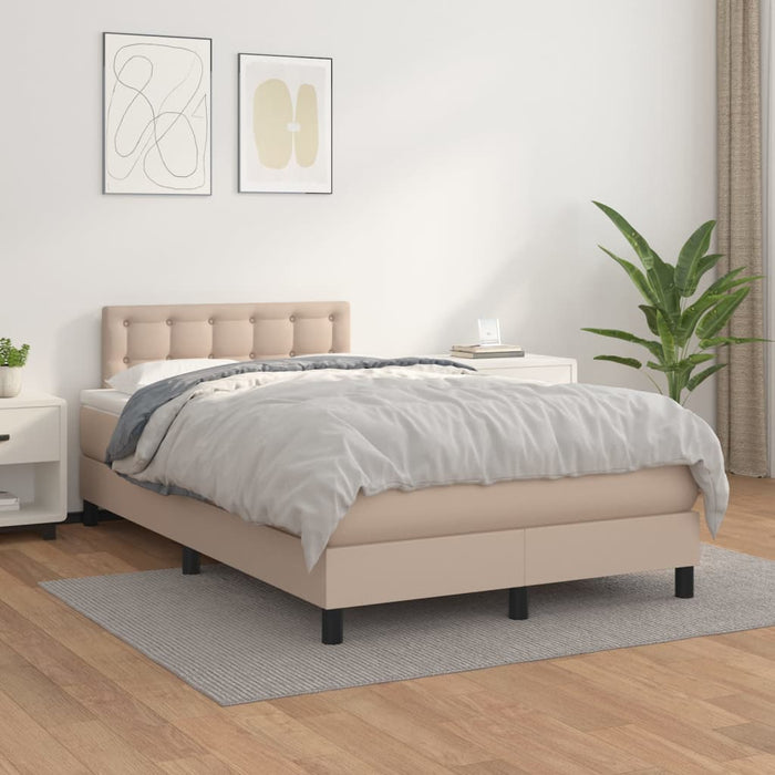 Pat box spring cu saltea, cappuccino, 120x190cm piele ecologică - WALTI WALTI