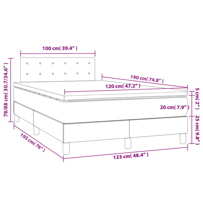 Pat box spring cu saltea, cappuccino, 120x190cm piele ecologică - WALTI WALTI