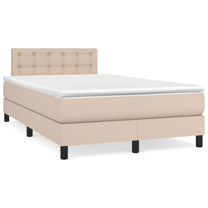 Pat box spring cu saltea, cappuccino, 120x190cm piele ecologică - WALTI WALTI