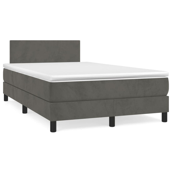 Pat box spring cu saltea, gri închis, 120x190 cm, catifea - WALTI WALTI