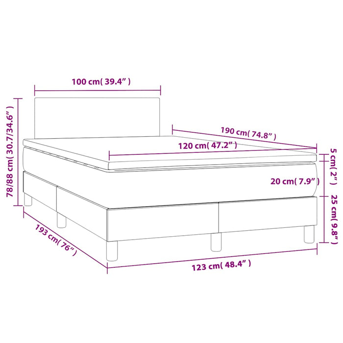 Pat box spring cu saltea, negru, 120x190 cm, catifea - WALTI WALTI