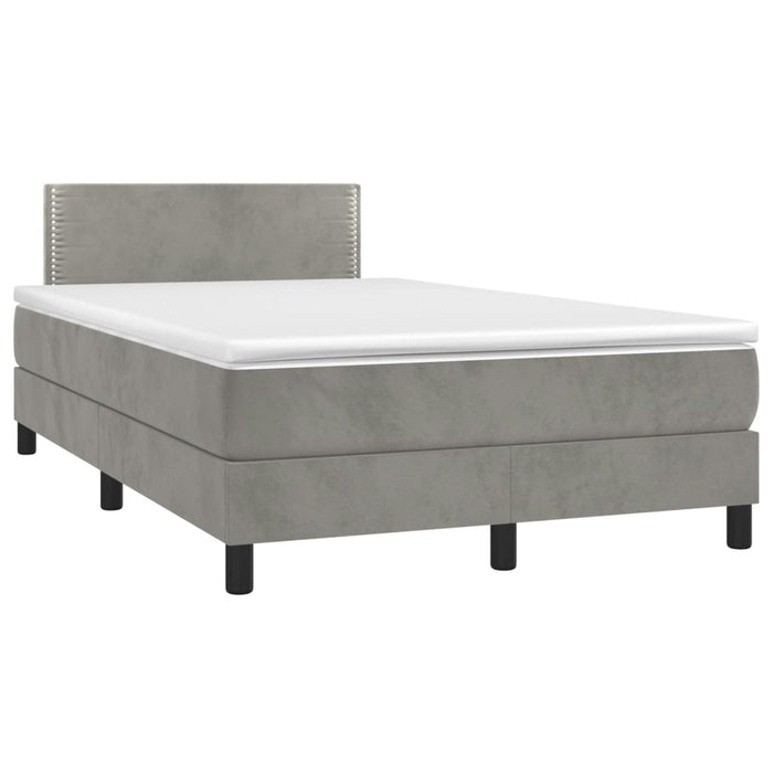 Pat box spring cu saltea, gri deschis, 120x190 cm, catifea - WALTI WALTI