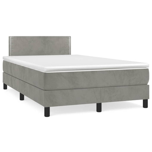 Pat box spring cu saltea, gri deschis, 120x190 cm, catifea - WALTI WALTI