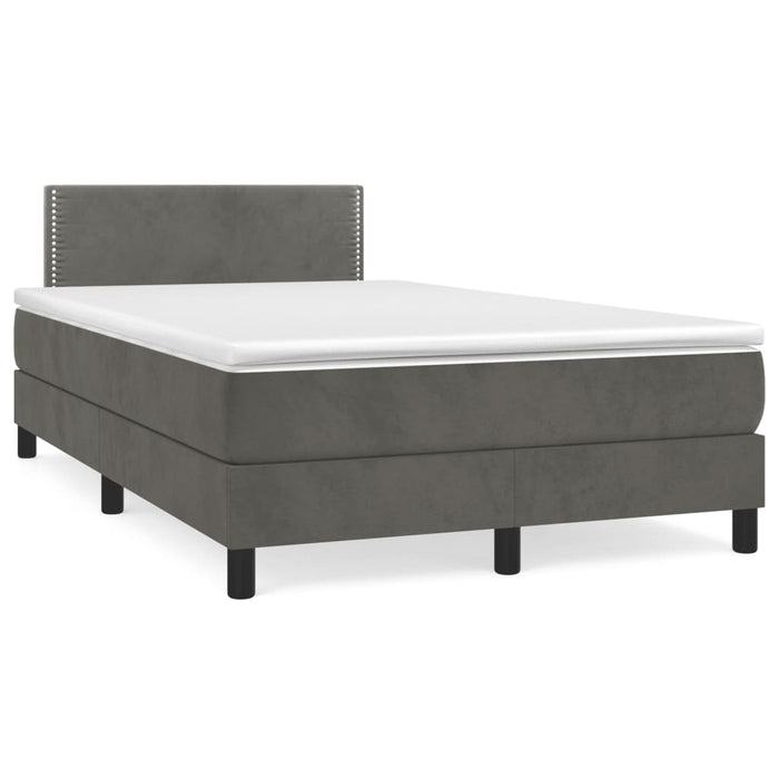 Pat box spring cu saltea, gri închis, 120x190 cm, catifea - WALTI WALTI