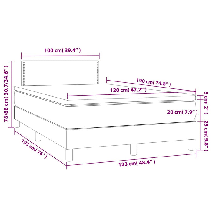 Pat box spring cu saltea, negru, 120x190 cm, catifea - WALTI WALTI