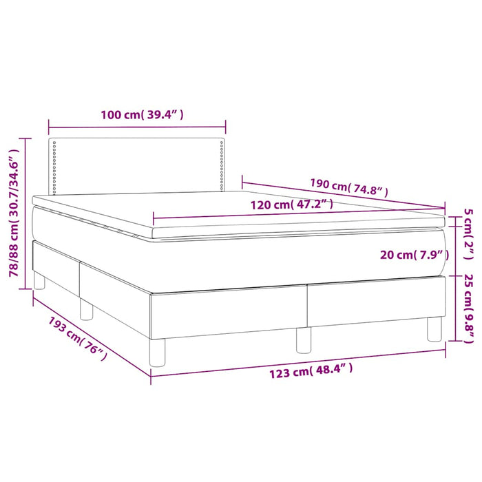 Pat box spring cu saltea, verde închis, 120x190 cm, catifea - WALTI WALTI