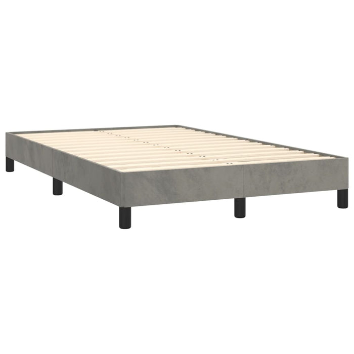 Pat box spring cu saltea, gri deschis, 120x190 cm, catifea - WALTI WALTI