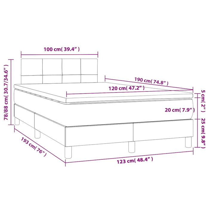 Pat box spring cu saltea, negru, 120x190 cm, catifea - WALTI WALTI