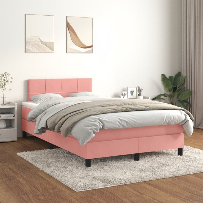 Pat box spring cu saltea, negru, 120x190 cm, catifea WALTI