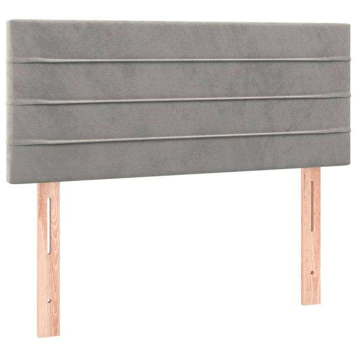 Pat box spring cu saltea, gri deschis, 120x190 cm, catifea - WALTI WALTI
