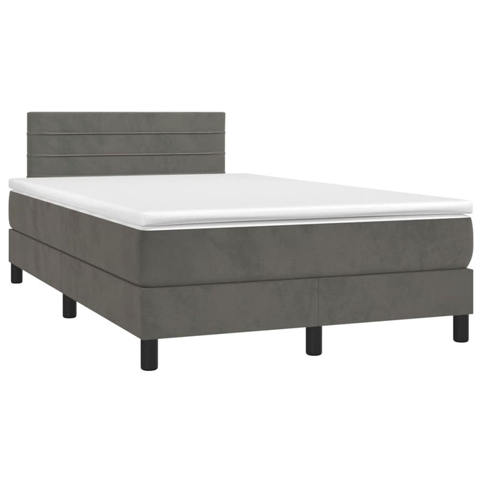 Pat box spring cu saltea, gri închis, 120x190 cm, catifea - WALTI WALTI