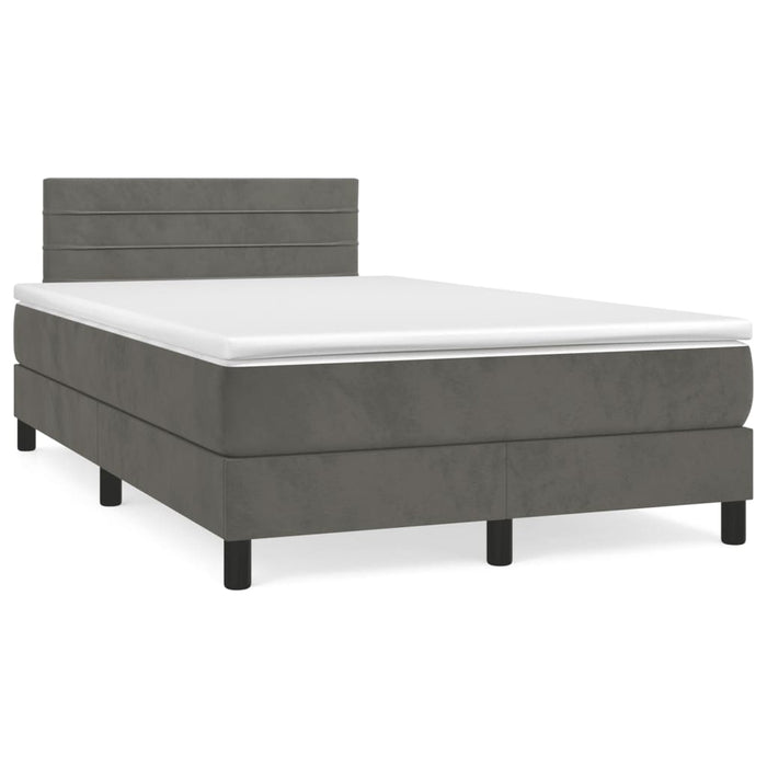 Pat box spring cu saltea, gri închis, 120x190 cm, catifea - WALTI WALTI