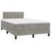 Pat box spring cu saltea, gri deschis, 120x190 cm, catifea - WALTI WALTI