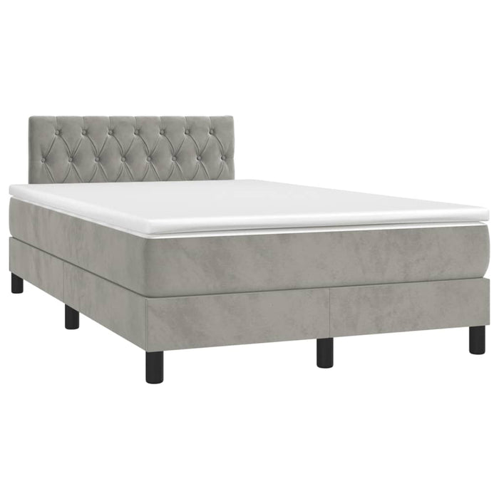 Pat box spring cu saltea, gri deschis, 120x190 cm, catifea - WALTI WALTI