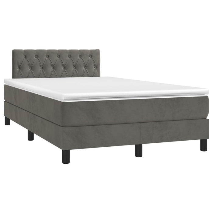 Pat box spring cu saltea, gri închis, 120x190 cm, catifea - WALTI WALTI