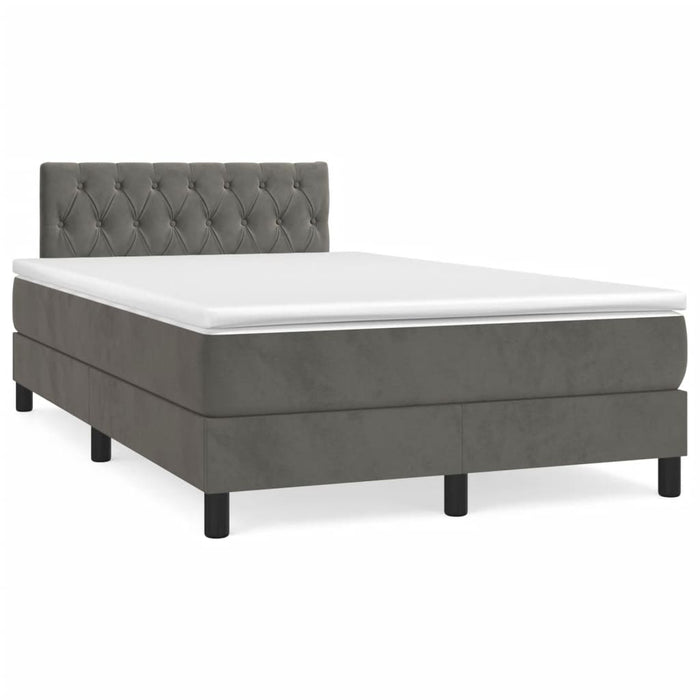 Pat box spring cu saltea, gri închis, 120x190 cm, catifea - WALTI WALTI