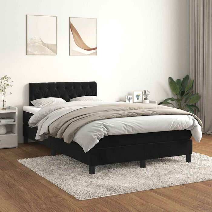 Pat box spring cu saltea, negru, 120x190 cm, catifea - WALTI WALTI