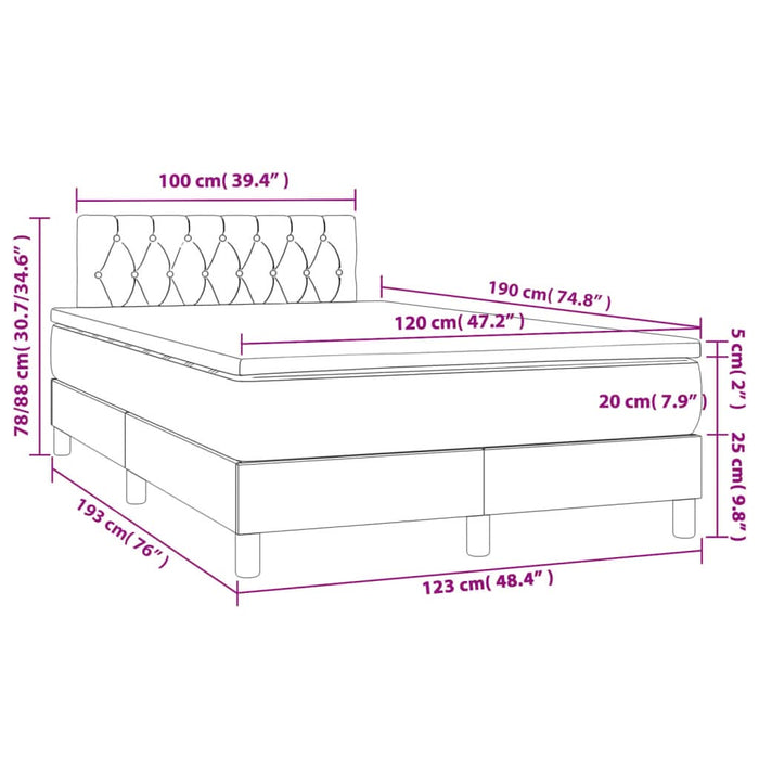 Pat box spring cu saltea, verde închis, 120x190 cm, catifea - WALTI WALTI