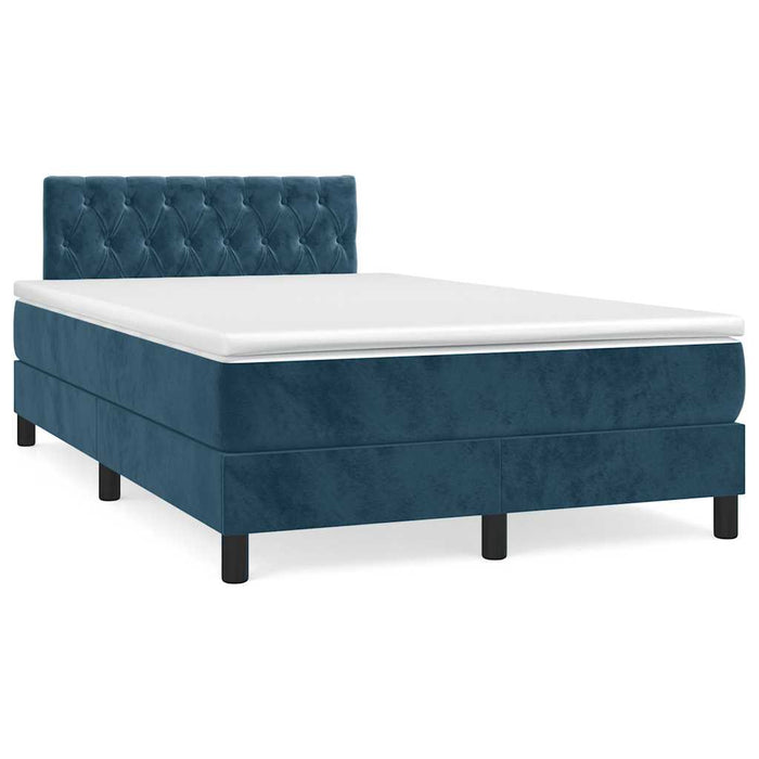 Pat box spring cu saltea, albastru închis, 120x190 cm, catifea - WALTI WALTI