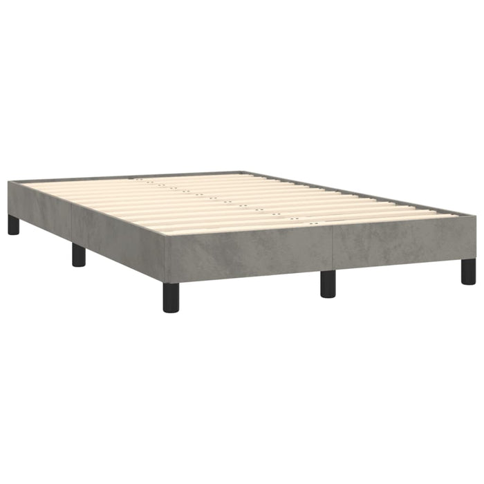 Pat box spring cu saltea, gri deschis, 120x190 cm, catifea - WALTI WALTI