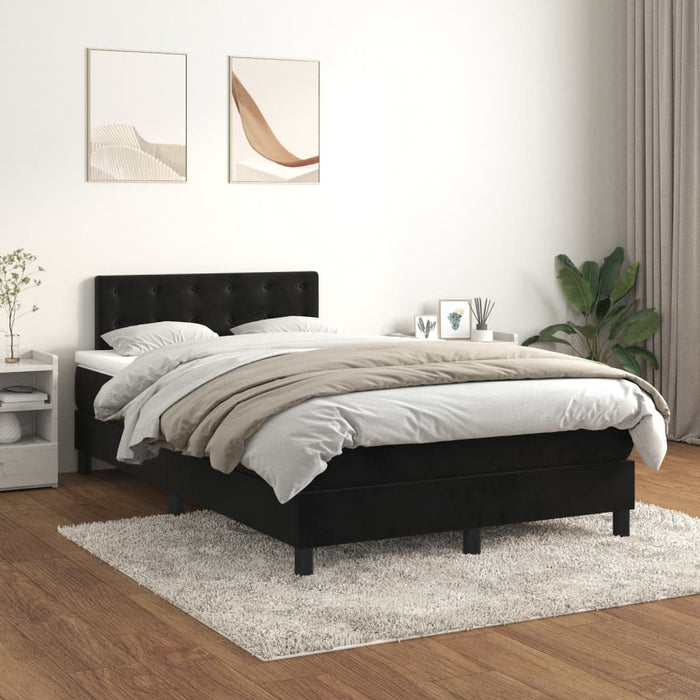 Pat box spring cu saltea, negru, 120x190 cm, catifea - WALTI WALTI