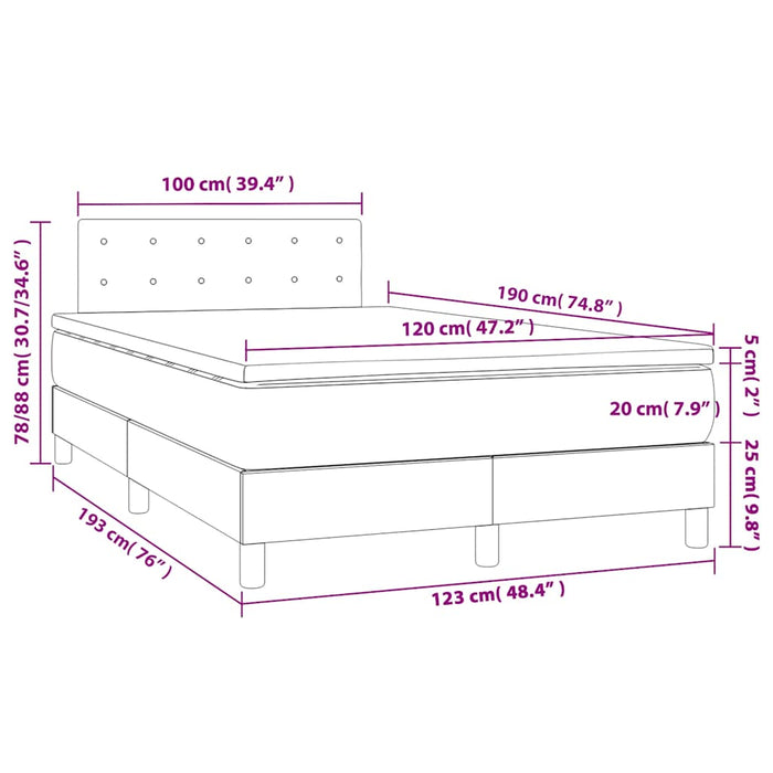 Pat box spring cu saltea, verde închis, 120x190 cm, catifea - WALTI WALTI