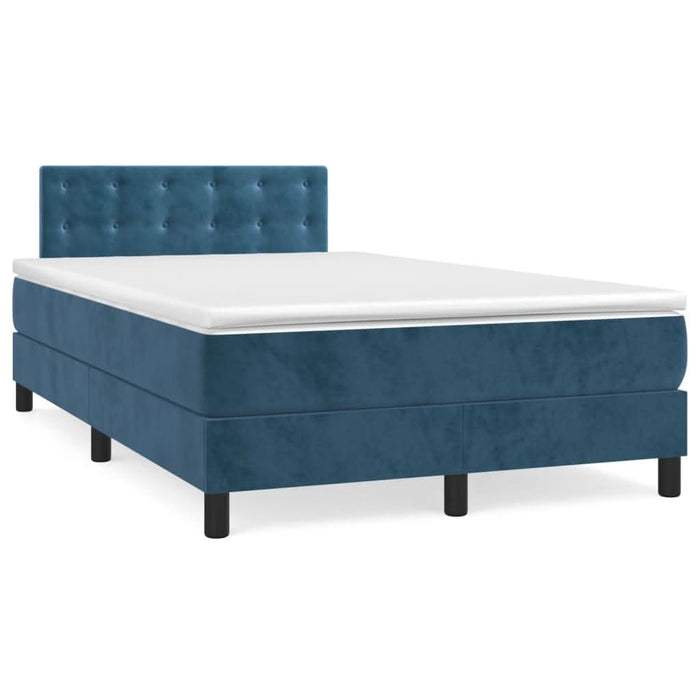Pat box spring cu saltea, albastru închis, 120x190 cm, catifea - WALTI WALTI