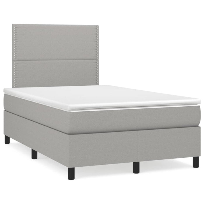Pat box spring cu saltea, gri deschis, 120x190 cm, textil - WALTI WALTI