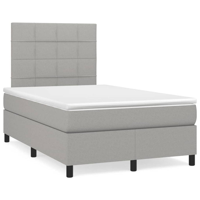 Pat box spring cu saltea, gri deschis, 120x190 cm, textil - WALTI WALTI