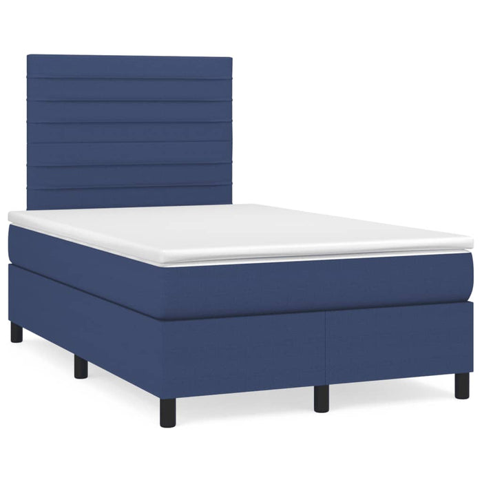 Pat box spring cu saltea, albastru, 120x190 cm, material textil - WALTI WALTI