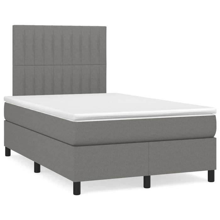 Pat box spring cu saltea, gri închis, 120x190 cm, textil WALTI