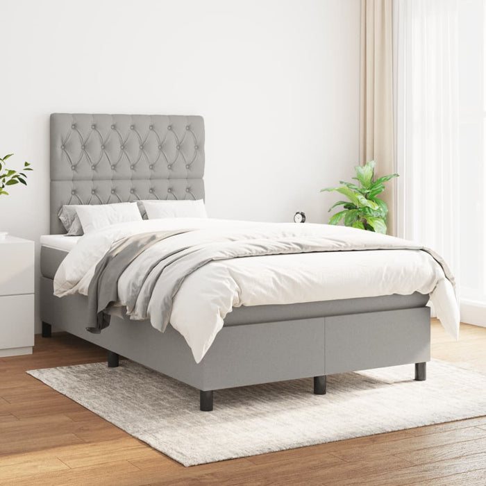 Pat box spring cu saltea, gri deschis, 120x190 cm, textil - WALTI WALTI