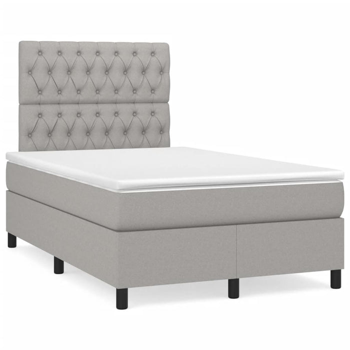 Pat box spring cu saltea, gri deschis, 120x190 cm, textil - WALTI WALTI