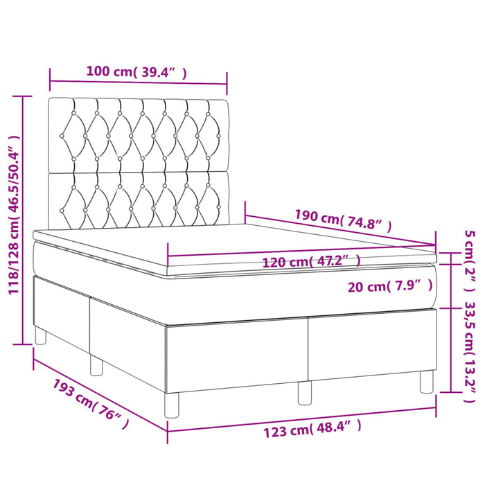Pat box spring cu saltea, taupe, 120x190 cm material textil - WALTI WALTI