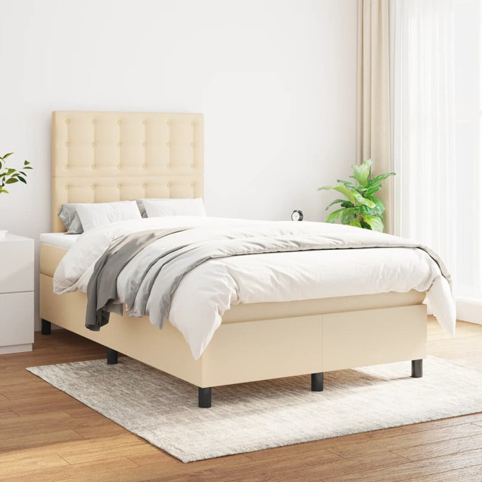 Pat continental cu saltea, crem, 120x190 cm, textil WALTI