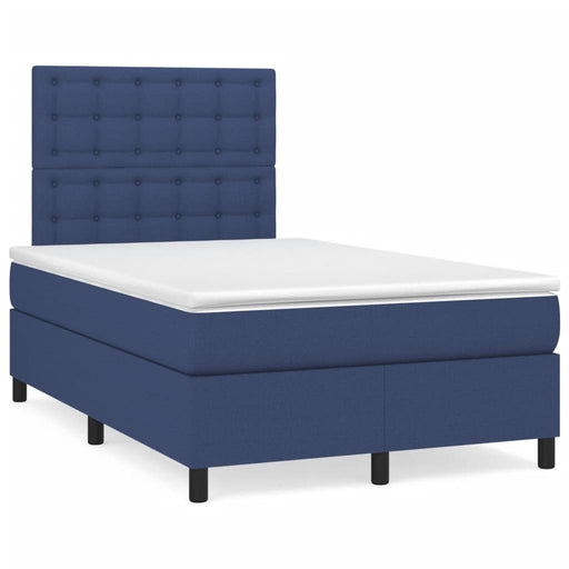 Pat box spring cu saltea, albastru, 120x190 cm, material textil - WALTI WALTI