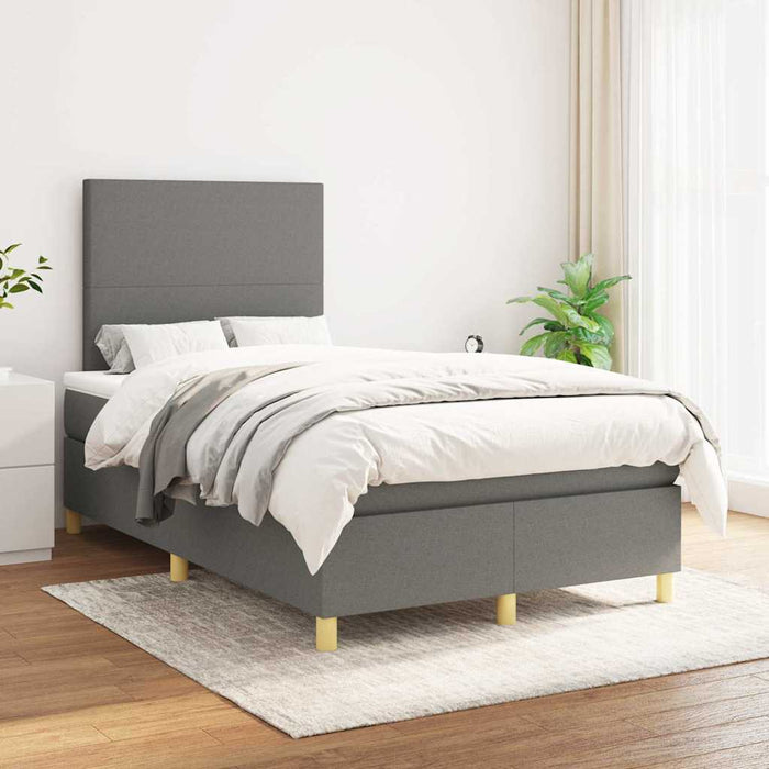 Pat box spring cu saltea, gri închis, 120x190 cm, textil - WALTI WALTI