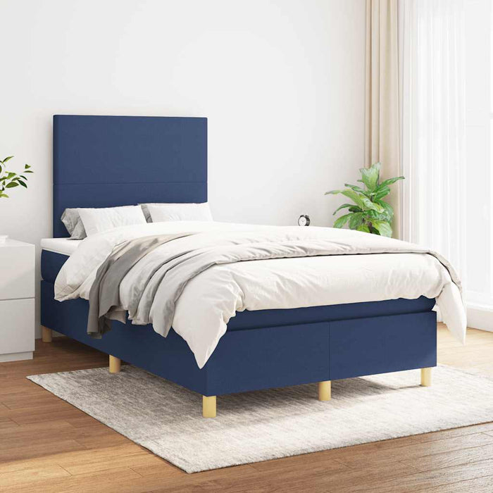 Pat box spring cu saltea, albastru, 120x190 cm, material textil - WALTI WALTI