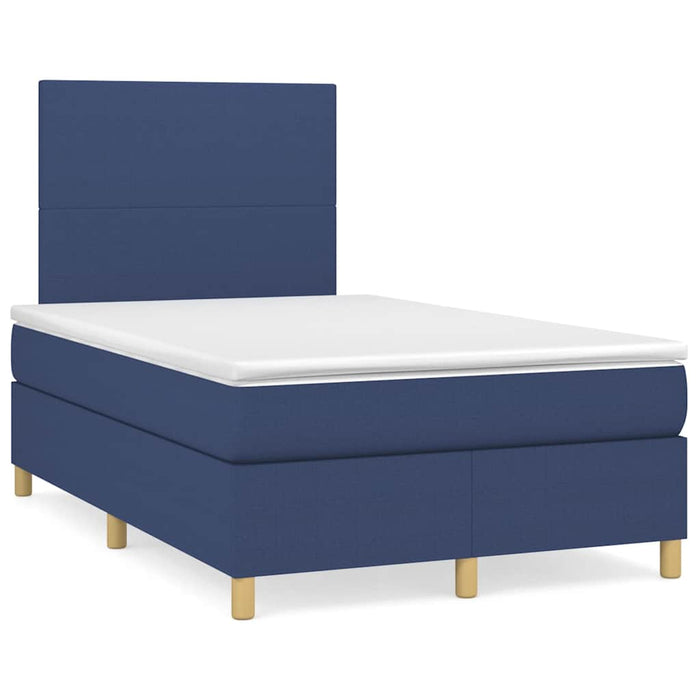 Pat box spring cu saltea, albastru, 120x190 cm, material textil - WALTI WALTI