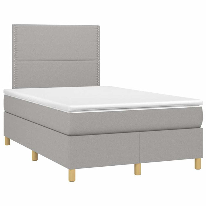 Pat box spring cu saltea, gri deschis, 120x190 cm, textil - WALTI WALTI