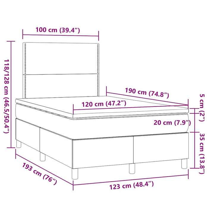 Pat box spring cu saltea, gri deschis, 120x190 cm, textil - WALTI WALTI