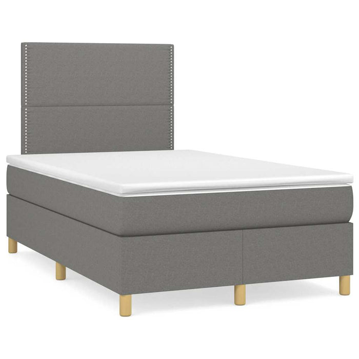Pat box spring cu saltea, gri închis, 120x190 cm, textil - WALTI WALTI