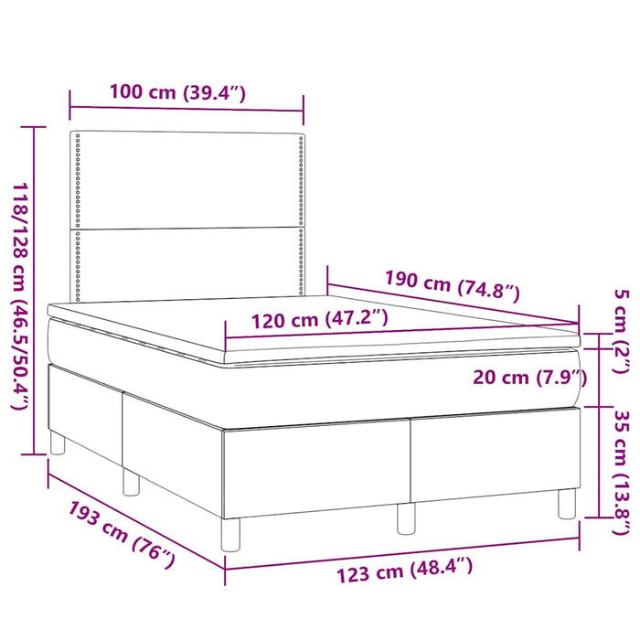 Pat box spring cu saltea, albastru, 120x190 cm, material textil - WALTI WALTI