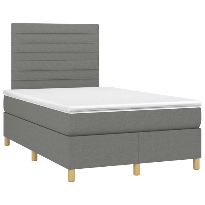 Pat box spring cu saltea, gri închis, 120x190 cm, textil WALTI