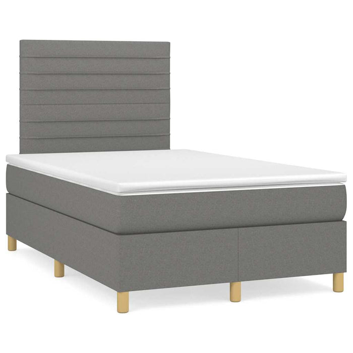 Pat box spring cu saltea, gri închis, 120x190 cm, textil WALTI